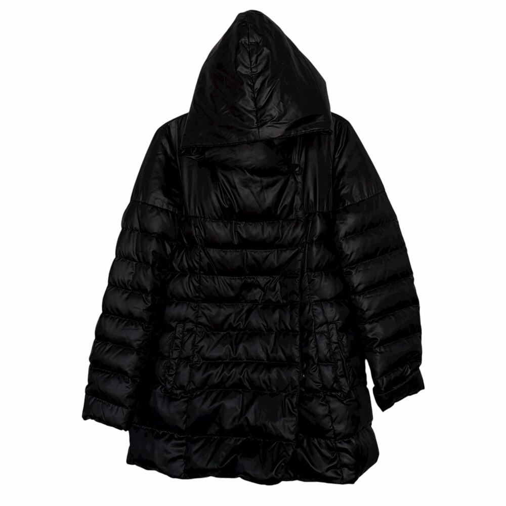 Max Mara Studio Hooded Quilted Goose Down Puffer Jacket Coat Black 8 NO BELT